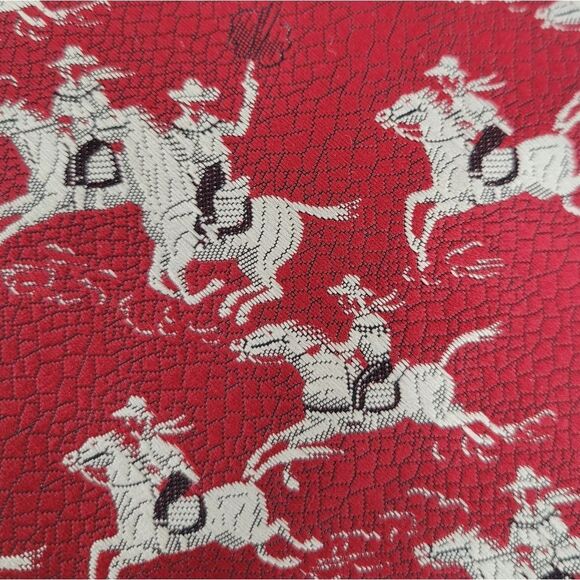 Vintage Red Tie with Horse Cowboy Western Pattern Equestrian Men's Necktie - Picture 7 of 10